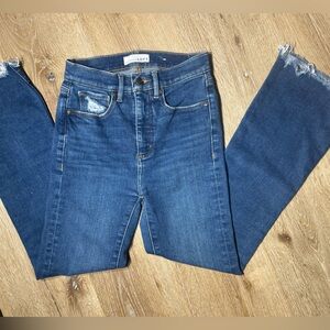 LOFT Dark Blue Skinny Jeans with Frayed Hems